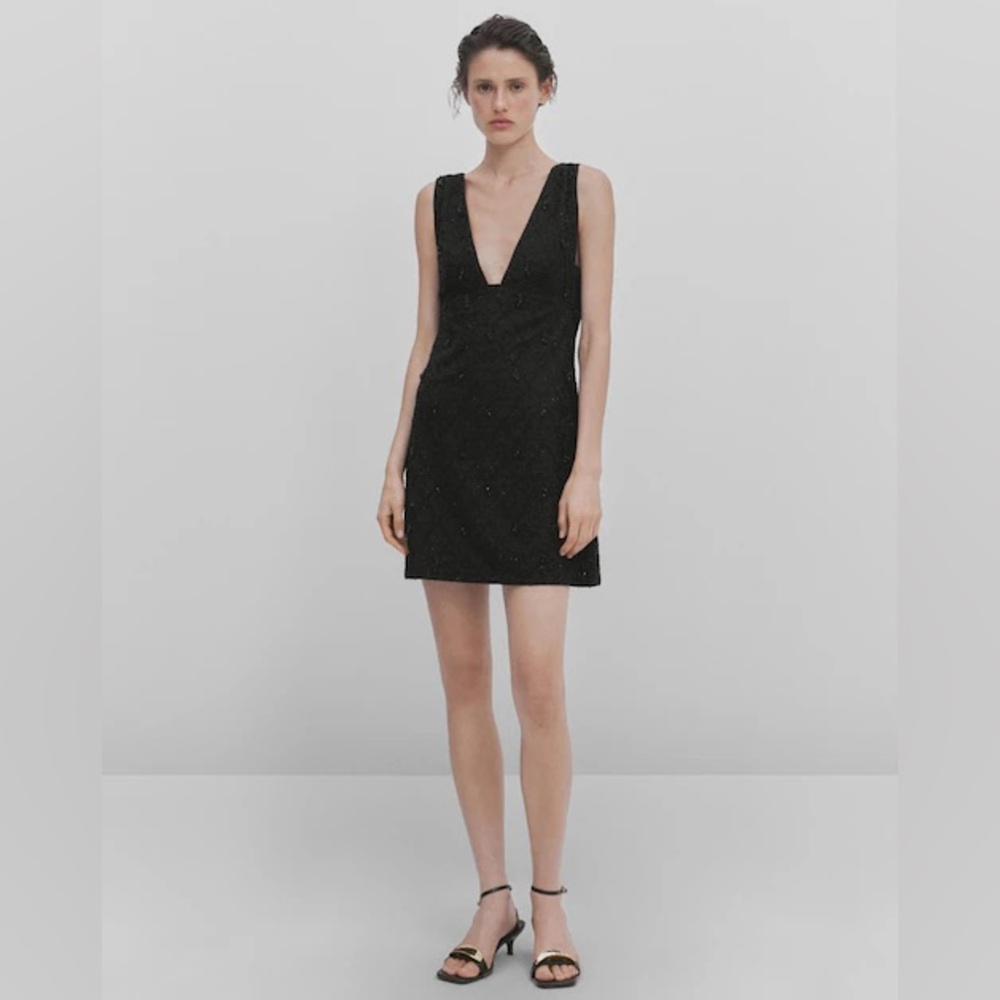 Massimo Dutti black SHORT BEADED DRESS - STUDIO L